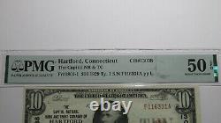 $10 1929 Hartford Connecticut CT National Currency Bank Note Bill 13038 AU50 PMG