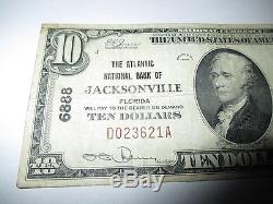 $10 1929 Jacksonville Florida FL National Currency Bank Note Bill Ch. #6888 Fine