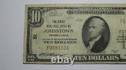 $10 1929 Johnstown Pennsylvania PA National Currency Bank Note Bill Ch. #51 VF