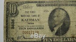 $10 1929 Kaufman Texas TX National Currency Bank Note Bill Ch. #3836 RARE