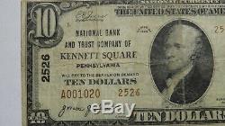 $10 1929 Kennett Square Pennsylvania PA National Currency Bank Note Bill #2526