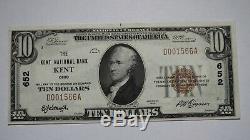 $10 1929 Kent Ohio OH National Currency Bank Note Bill! Ch. #652 Uncirculated