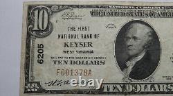 $10 1929 Keyser West Virginia WV National Currency Bank Note Bill Ch. #6205 VF