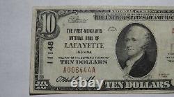 $10 1929 Lafayette Indiana IN National Currency Bank Note Bill! Ch. #11148 VF+