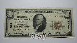 $10 1929 Lehighton Pennsylvania PA National Currency Bank Note Bill #6531 VF