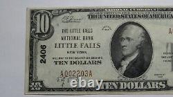 $10 1929 Little Falls New York NY National Currency Bank Note Bill! Ch. #2406 AU