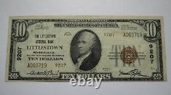 $10 1929 Littlestown Pennsylvania PA National Currency Bank Note Bill #9207 VF++