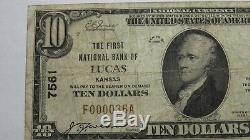 $10 1929 Lucas Kansas KS National Currency Bank Note Bill Ch. #7561 FINE