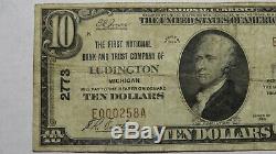 $10 1929 Ludington Michigan MI National Currency Bank Note Bill Ch. #2773 FINE