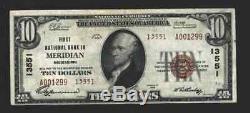 $10 1929 MERIDIAN Mississippi MS National Currency Bank Note Ch. #13551T2 NT0093