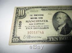 $10 1929 Manchester New Hampshire NH National Currency Bank Note Bill #1059 Fine