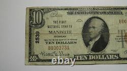 $10 1929 Manistee Michigan MI National Currency Bank Note Bill Ch. #2539 FINE