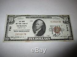 $10 1929 Meriden Connecticut CT National Currency Bank Note Bill! Ch. #720 VF++