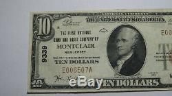 $10 1929 Montclair New Jersey NJ National Currency Bank Note Bill! #9339 XF++