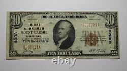 $10 1929 Mount Carmel Pennsylvania PA National Currency Bank Note Bill #8393 VF