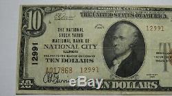 $10 1929 National City Illinois IL National Currency Bank Note Bill #12991 VF