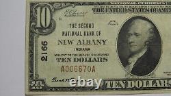 $10 1929 New Albany Indiana IN National Currency Bank Note Bill Charter #2166 VF