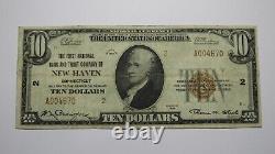 $10 1929 New Haven Connecticut CT National Currency Bank Note Bill Ch. #2 VF+