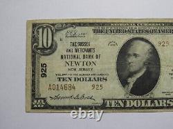 $10 1929 Newton New Jersey NJ National Currency Bank Note Bill! Ch. #925 FINE+