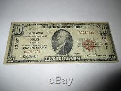 $10 1929 Niles Michigan MI National Currency Bank Note Bill! Ch. #13307 Fine