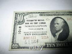 $10 1929 Northampton Massachusetts MA National Currency Bank Note Bill! #1018 VF