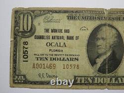 $10 1929 Ocala Florida FL National Currency Bank Note Bill Charter #10578 RARE