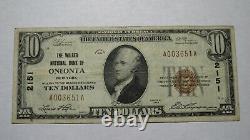 $10 1929 Oneonta New York NY National Currency Bank Note Bill! Ch. #2151 VF