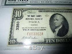 $10 1929 Paola Kansas KS National Currency Bank Note Bill Ch. #3350 VF PMG