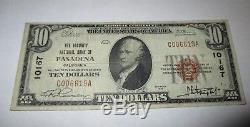 $10 1929 Pasadena California CA National Currency Bank Note Bill Ch #10167 VF