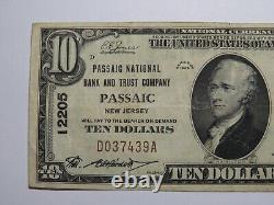 $10 1929 Passaic New Jersey NJ National Currency Bank Note Bill Ch. #12205 VF