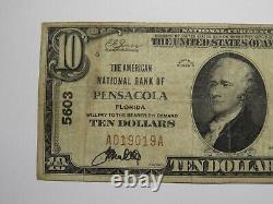 $10 1929 Pensacola Florida FL National Currency Bank Note Bill! Ch. #5603 FINE