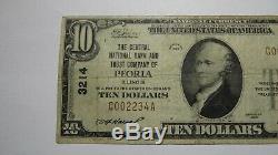 $10 1929 Peoria Illinois IL National Currency Bank Note Bill! Ch. #3214 FINE+
