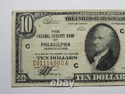 $10 1929 Philadelphia National Currency Fancy Serial # Federal Reserve Bank Note