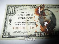 $10 1929 Piedmont Alabama AL National Currency Bank Note Bill Ch. #3981 RARE