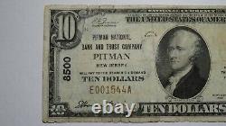 $10 1929 Pitman New Jersey NJ National Currency Bank Note Bill Ch. #8500 RARE