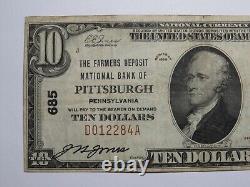 $10 1929 Pittsburgh Pennsylvania PA National Currency Bank Note Bill Ch. #685 VF