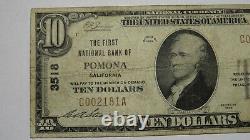 $10 1929 Pomona California CA National Currency Bank Note Bill! Ch. #3518 FINE