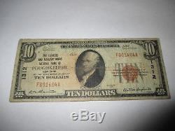 $10 1929 Poughkeepsie New York NY National Currency Bank Note Bill! #1312 FINE