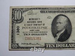 $10 1929 Poughkeepsie New York National Currency Bank Note Bill Ch. #1380 FINE+