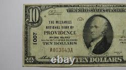 $10 1929 Providence Rhode Island RI National Currency Bank Note Bill #1007 FINE