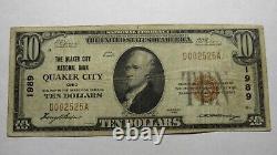 $10 1929 Quaker City Ohio OH National Currency Bank Note Bill Ch. #1989 FINE