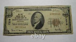 $10 1929 Redwood City California CA National Currency Bank Note Bill! #7279 RARE