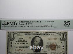 $10 1929 Ridgewood New Jersey NJ National Currency Bank Note Bill Ch #11759 VF25