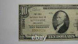 $10 1929 Riverside New Jersey NJ National Currency Bank Note Bill Charter #12984