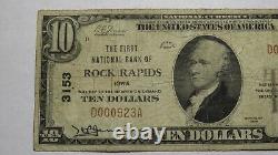 $10 1929 Rock Rapids Iowa IA National Currency Bank Note Bill Ch. #3153 FINE