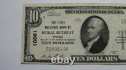 $10 1929 Rural Retreat Virginia VA National Currency Bank Note Bill #10061 VF++