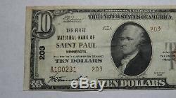 $10 1929 Saint Paul Minnesota MN National Currency Bank Note Bill! Ch. #203 VF