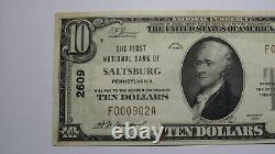 $10 1929 Saltsburg Pennsylvania PA National Currency Bank Note Bill #2609 XF+++