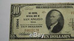 $10 1929 San Angelo Texas TX National Currency Bank Note Bill! Ch. #10664 VF