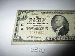 $10 1929 San Francisco California CA National Currency Bank Note Bill #9174 VF
